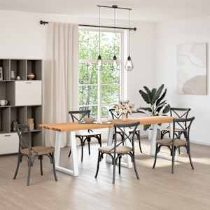 vidaXL Esstisch mit Baumkanten 280x80x74 cm Massivholz Eiche