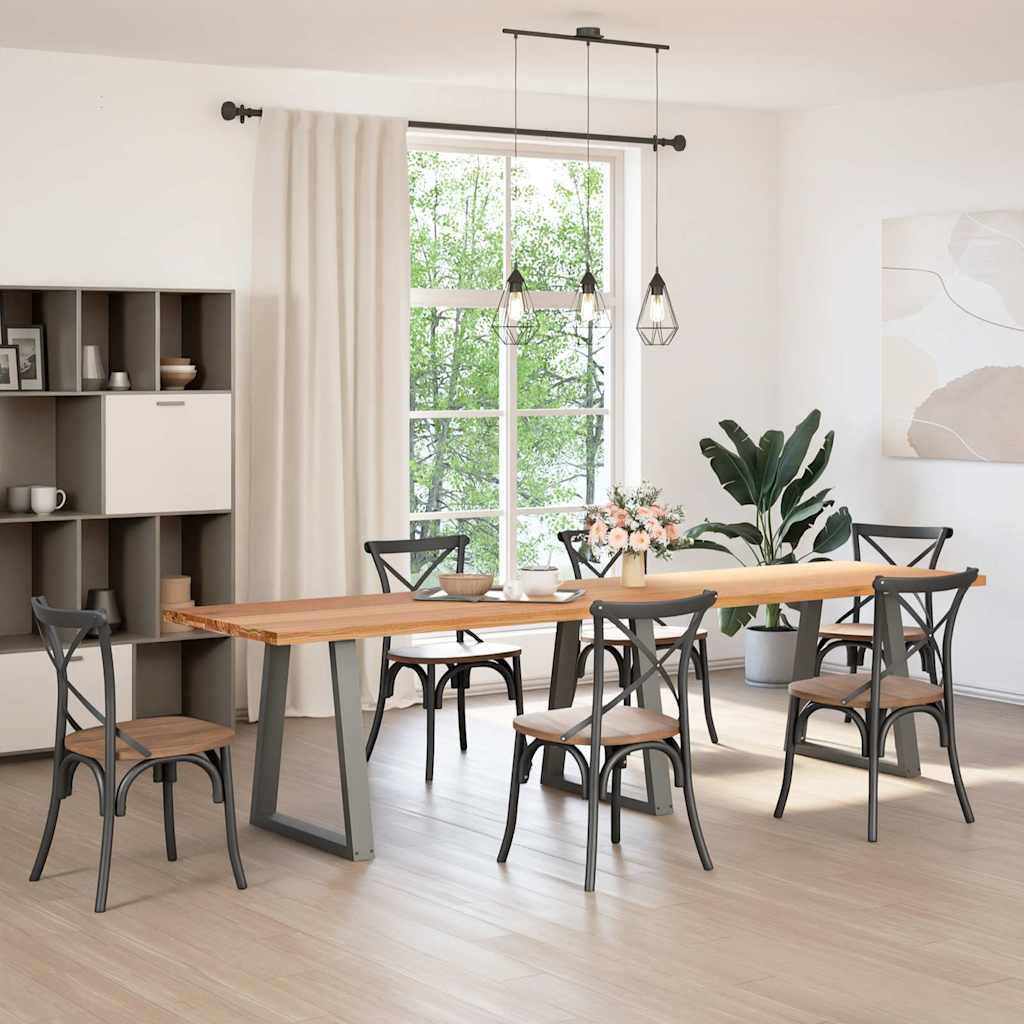 vidaXL Eettafel rechthoekig 320x80x74 cm massief eikenhout lichtbruin afbeelding