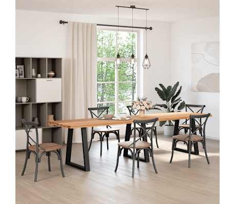 vidaXL Table &agrave; manger marron clair 320x80x74 cm rectangulaire