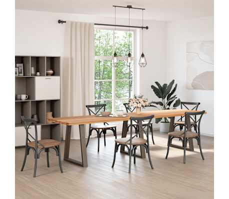 vidaXL Table &agrave; manger marron clair 320x80x74 cm rectangulaire