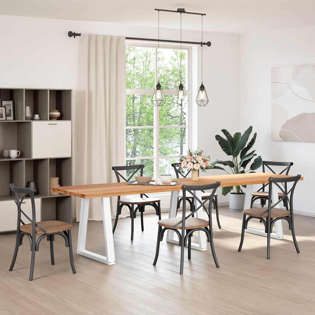 vidaXL Eettafel rechthoekig 320x80x74 cm massief eikenhout lichtbruin afbeelding
