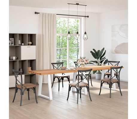 vidaXL Eettafel rechthoekig 320x80x74 cm massief eikenhout lichtbruin