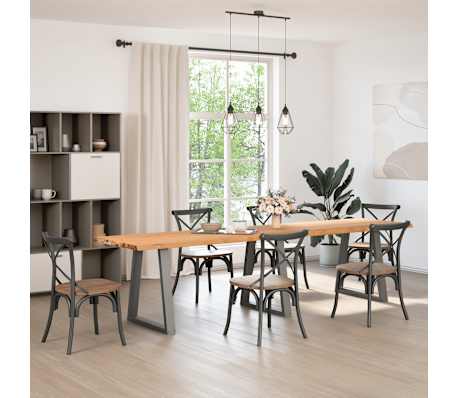 vidaXL Eettafel met natuurlijke rand 320x80x74 cm massief eikenhout