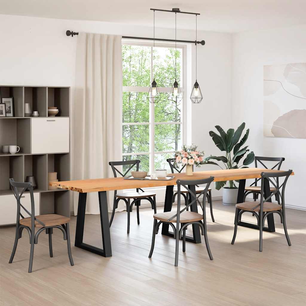 vidaXL Eettafel met natuurlijke rand 320x80x74 cm massief eikenhout afbeelding