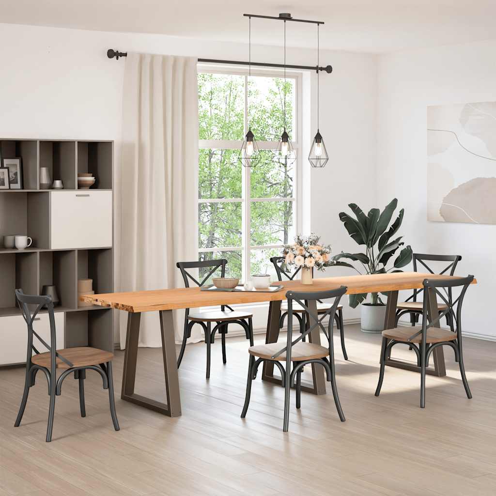 vidaXL Eettafel met natuurlijke rand 320x80x74 cm massief eikenhout afbeelding