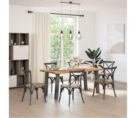 vidaXL Table &agrave; manger marron clair bois de ch&ecirc;ne massif rectangulaire