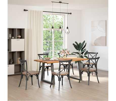 vidaXL Dining Table Light Brown, Anthracite