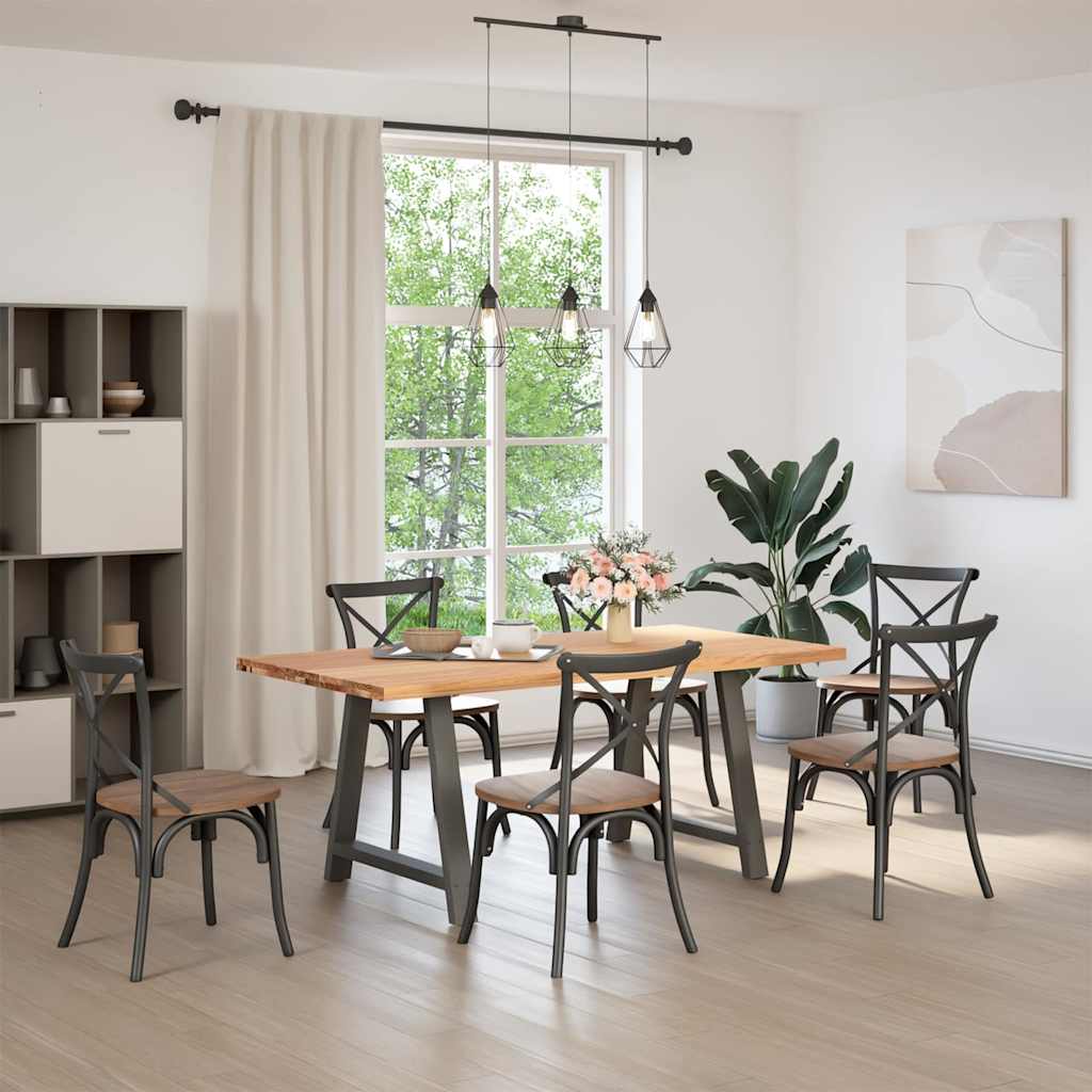 vidaXL Eettafel rechthoekig 180x90x74 cm massief eikenhout lichtbruin afbeelding