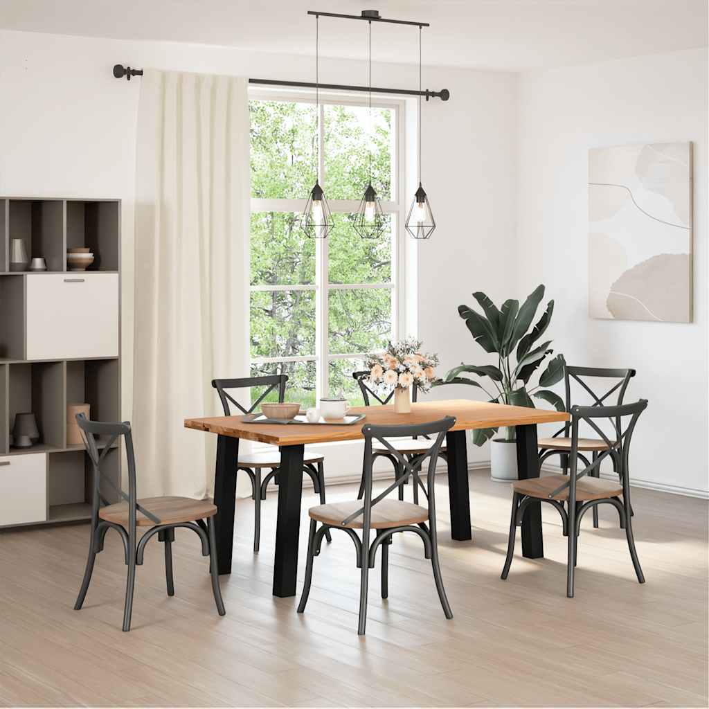 vidaXL Eettafel rechthoekig 180x90x74 cm massief eikenhout lichtbruin afbeelding