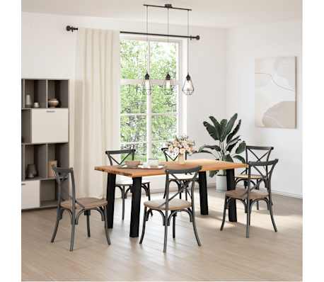 vidaXL Table &agrave; manger marron clair bois de ch&ecirc;ne massif rectangulaire