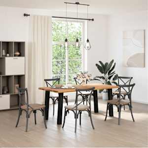 vidaXL Table &agrave; manger marron clair bois de ch&ecirc;ne massif rectangulaire