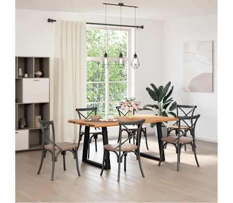 vidaXL Eettafel rechthoekig 180x90x74 cm massief eikenhout lichtbruin