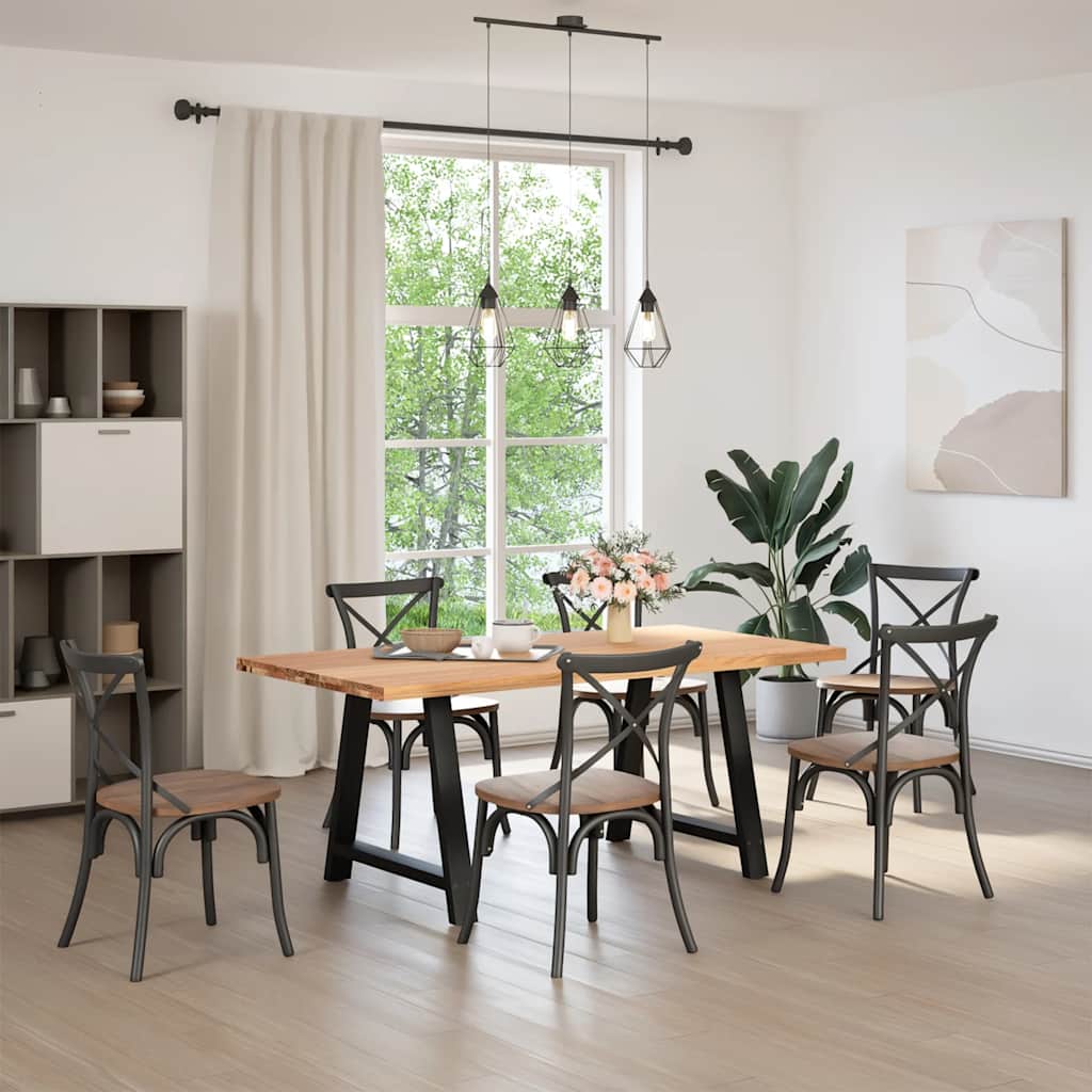 vidaXL Eettafel rechthoekig 180x90x74 cm massief eikenhout lichtbruin afbeelding