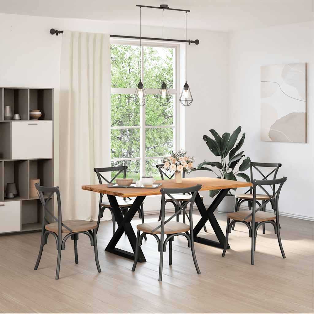 vidaXL Eettafel rechthoekig 180x90x74 cm massief eikenhout lichtbruin afbeelding
