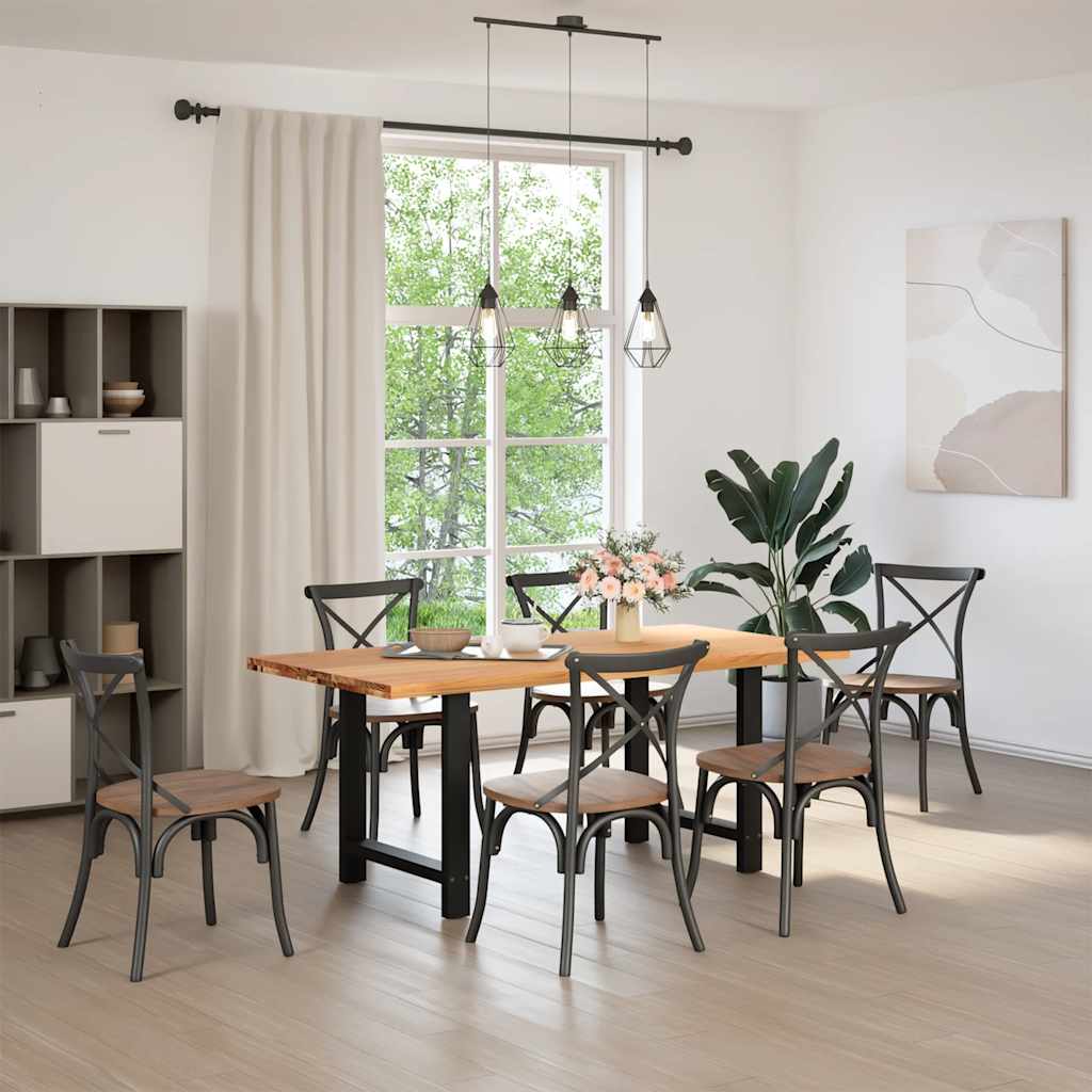 vidaXL Eettafel rechthoekig 180x90x74 cm massief eikenhout lichtbruin afbeelding