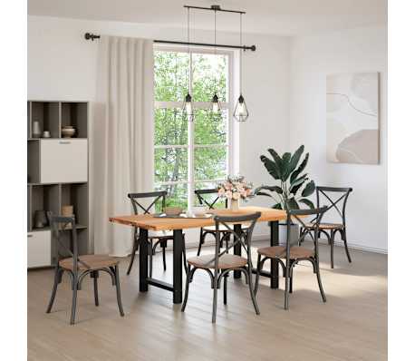 vidaXL Table &agrave; manger marron clair bois de ch&ecirc;ne massif rectangulaire