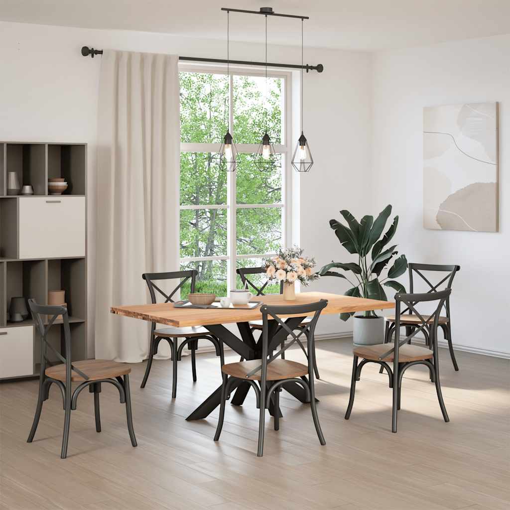 vidaXL Eettafel rechthoekig 180x90x74 cm massief eikenhout lichtbruin afbeelding
