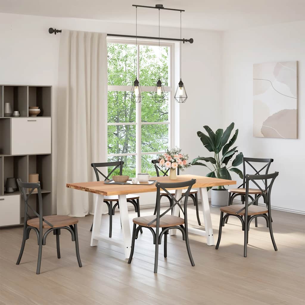 vidaXL Eettafel rechthoekig 180x90x74 cm massief eikenhout lichtbruin afbeelding