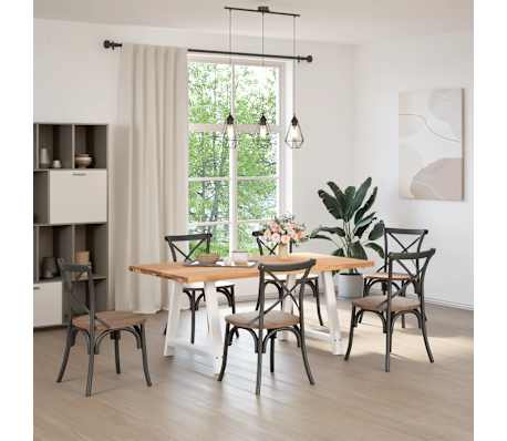 vidaXL Table &agrave; manger marron clair bois de ch&ecirc;ne massif rectangulaire