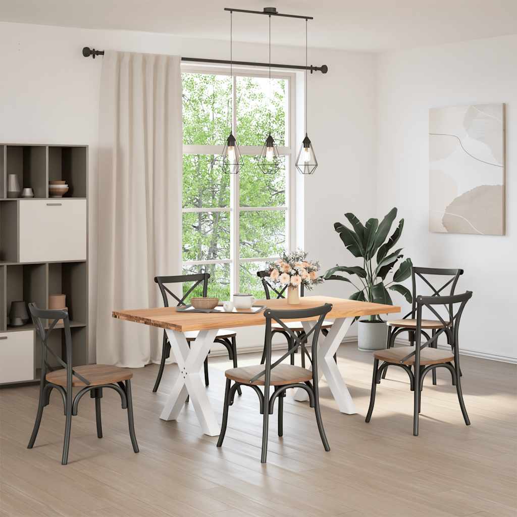 vidaXL Eettafel rechthoekig 180x90x74 cm massief eikenhout lichtbruin afbeelding