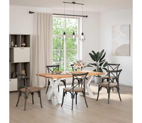 vidaXL Table &agrave; manger marron clair bois de ch&ecirc;ne massif rectangulaire