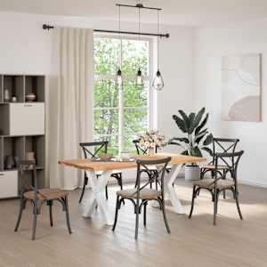 vidaXL Table &agrave; manger marron clair bois de ch&ecirc;ne massif rectangulaire