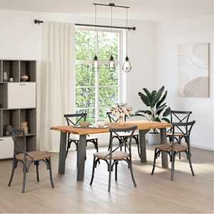 vidaXL Dining Table Light Brown, Anthracite