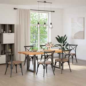 vidaXL Table &agrave; manger marron clair bois de ch&ecirc;ne massif rectangulaire