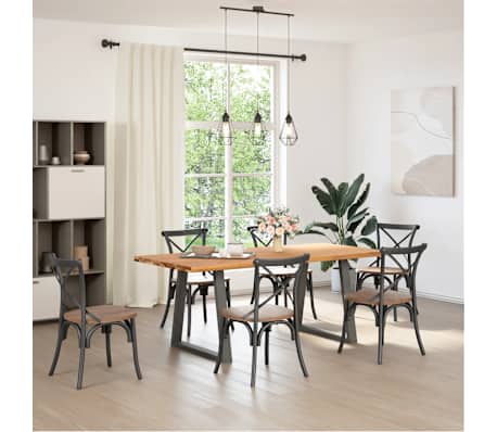 vidaXL Dining Table Light brown and Anthracite