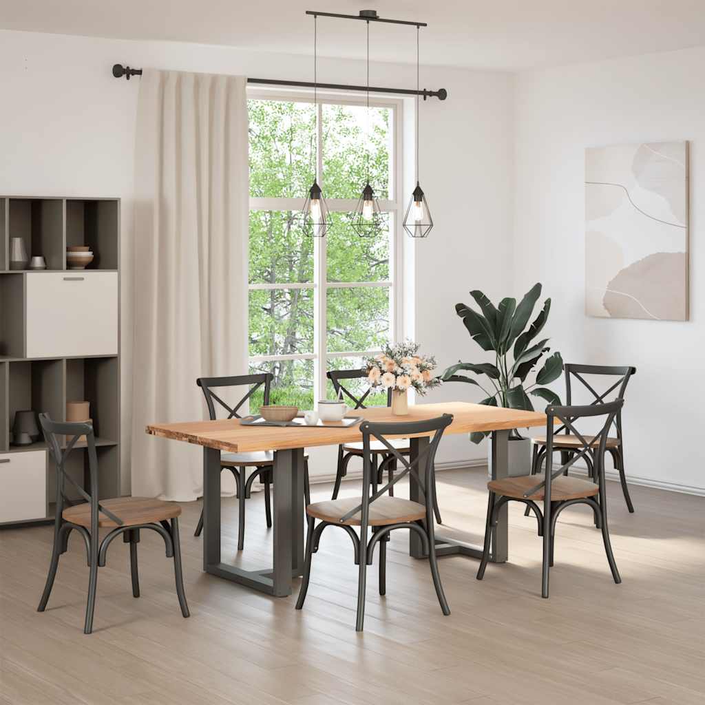 vidaXL Eettafel rechthoekig 200x90x74 cm massief eikenhout lichtbruin afbeelding
