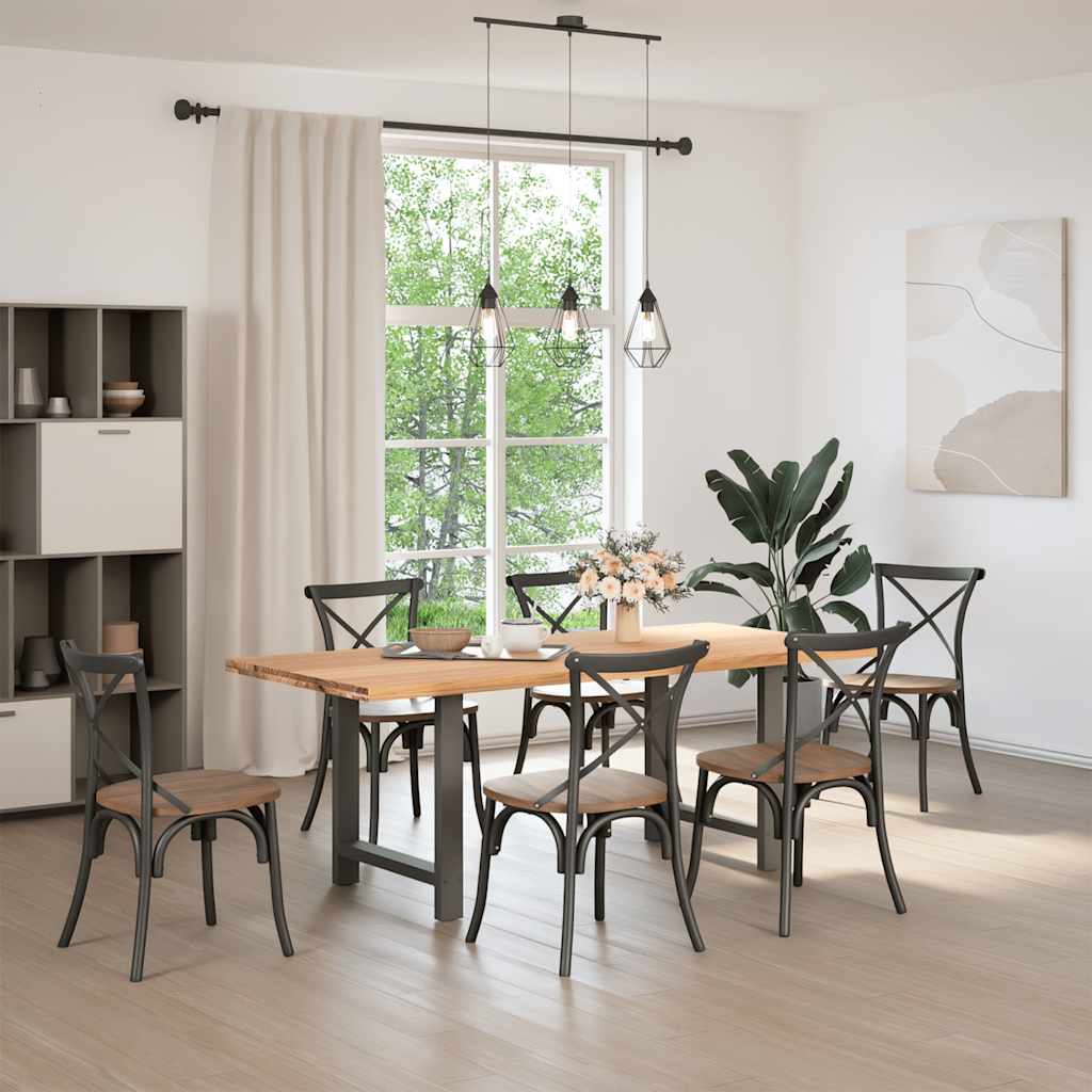 vidaXL Eettafel rechthoekig 200x90x74 cm massief eikenhout lichtbruin afbeelding