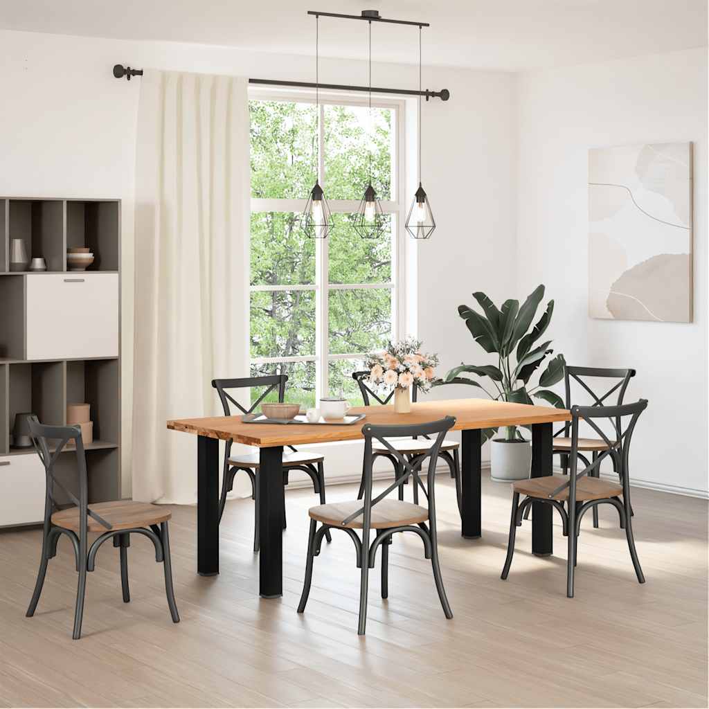 vidaXL Eettafel rechthoekig 200x90x74 cm massief eikenhout lichtbruin afbeelding