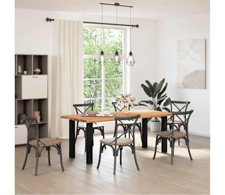 vidaXL Table &agrave; manger marron clair bois de ch&ecirc;ne massif rectangulaire