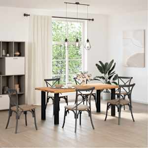 vidaXL Table &agrave; manger marron clair bois de ch&ecirc;ne massif rectangulaire