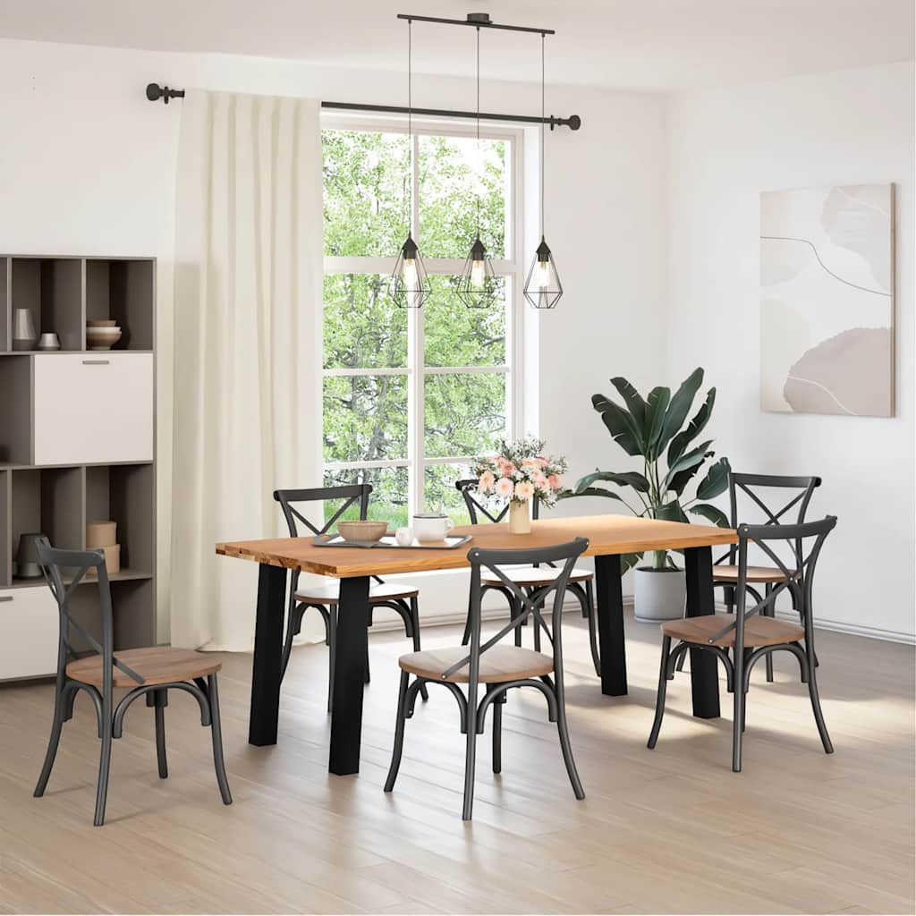 vidaXL Eettafel rechthoekig 200x90x74 cm massief eikenhout lichtbruin afbeelding