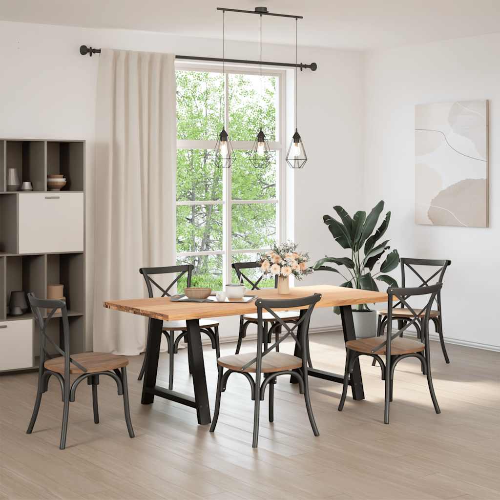 vidaXL Eettafel rechthoekig 200x90x74 cm massief eikenhout lichtbruin afbeelding