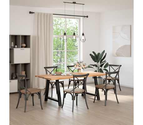 vidaXL Dining Table Light brown Solid oak wood Large Adjustable Feet