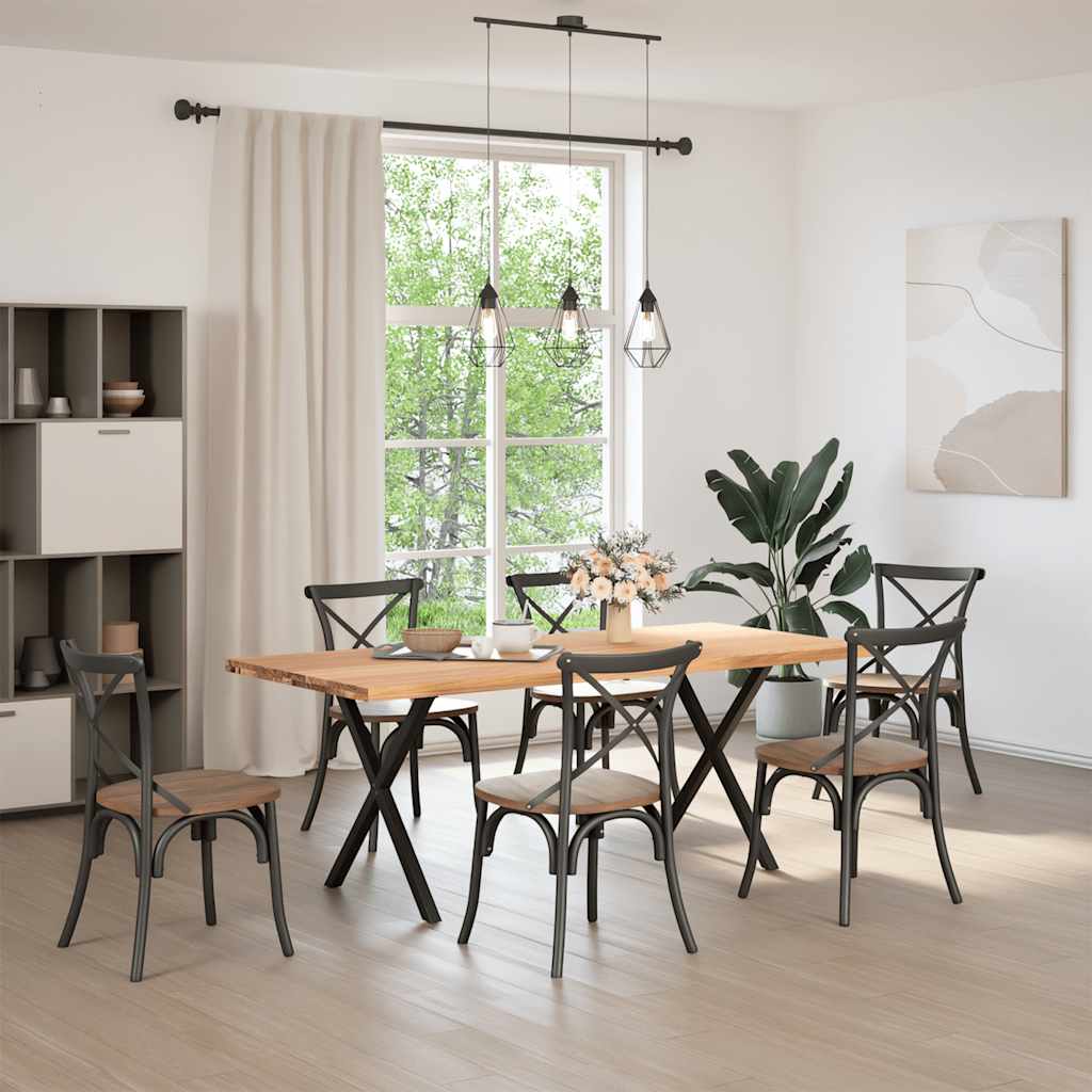 vidaXL Eettafel rechthoekig 200x90x74 cm massief eikenhout lichtbruin afbeelding