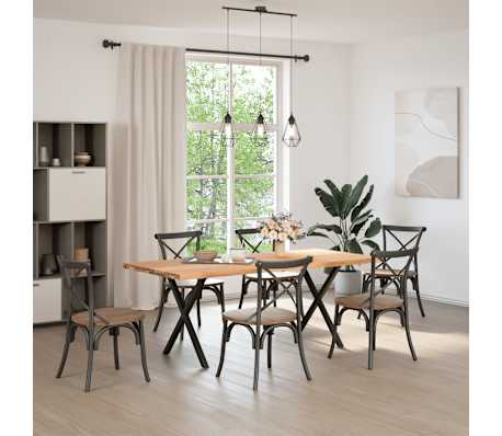 vidaXL Table &agrave; manger marron clair bois de ch&ecirc;ne massif rectangulaire