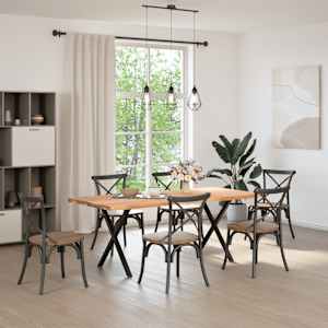 vidaXL Table &agrave; manger marron clair bois de ch&ecirc;ne massif rectangulaire