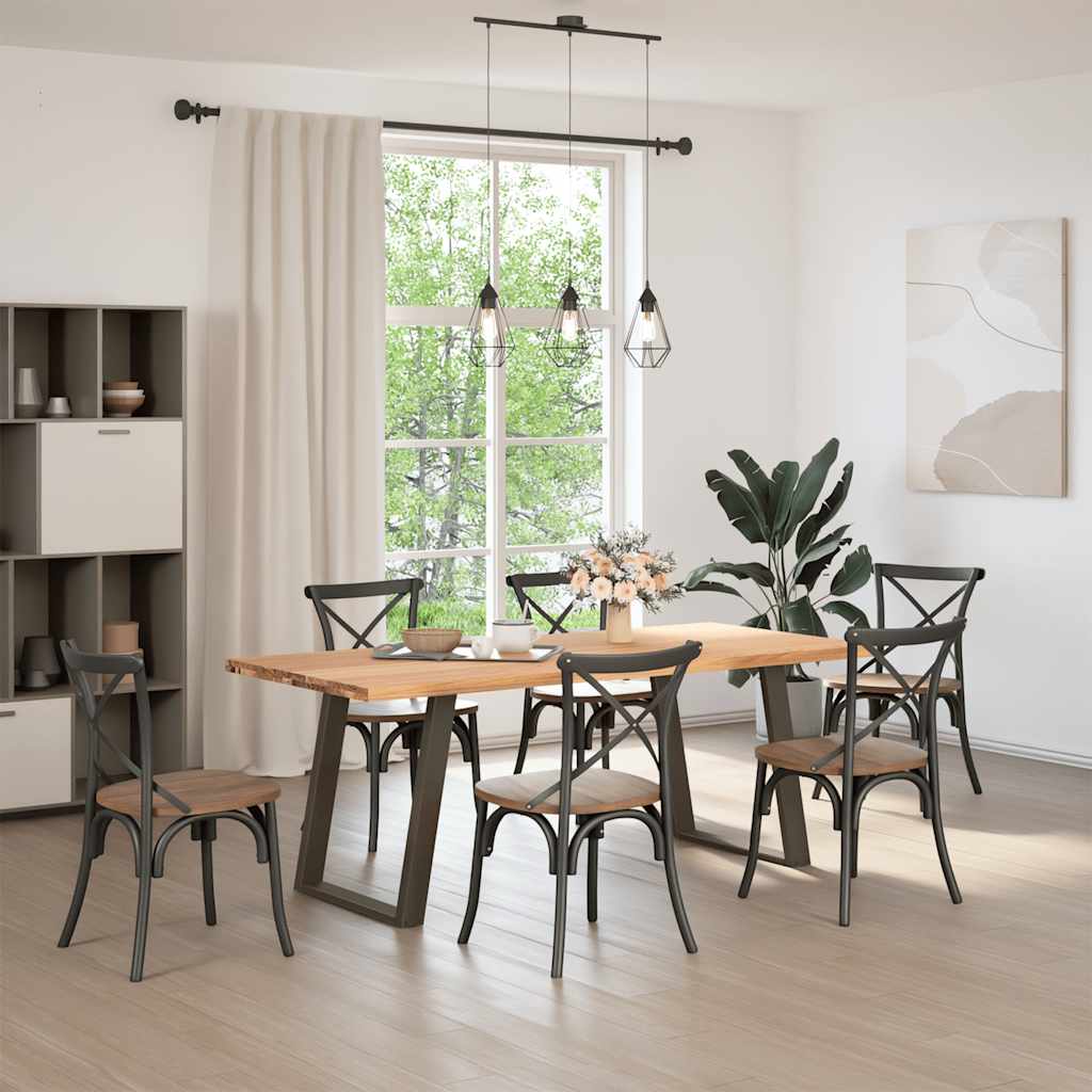 vidaXL Eettafel rechthoekig 200x90x74 cm massief eikenhout lichtbruin afbeelding