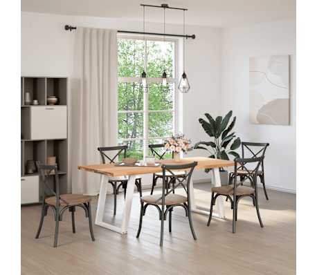 vidaXL Table &agrave; manger marron clair bois de ch&ecirc;ne massif rectangulaire