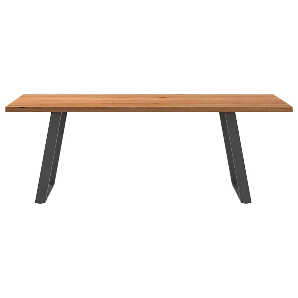 vidaXL Eettafel rechthoekig 220x90x74 cm massief eikenhout lichtbruin afbeelding