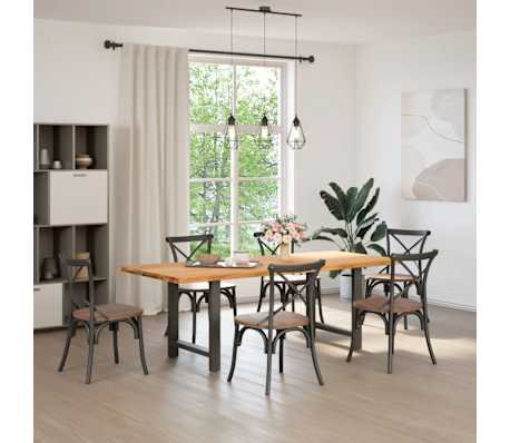 vidaXL Table &agrave; manger marron clair bois de ch&ecirc;ne massif rectangulaire