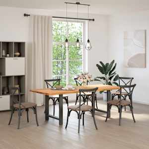 vidaXL Table &agrave; manger marron clair bois de ch&ecirc;ne massif rectangulaire