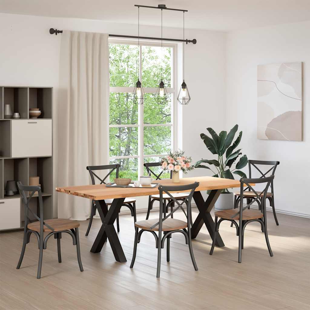 vidaXL Eettafel rechthoekig 220x90x74 cm massief eikenhout lichtbruin afbeelding