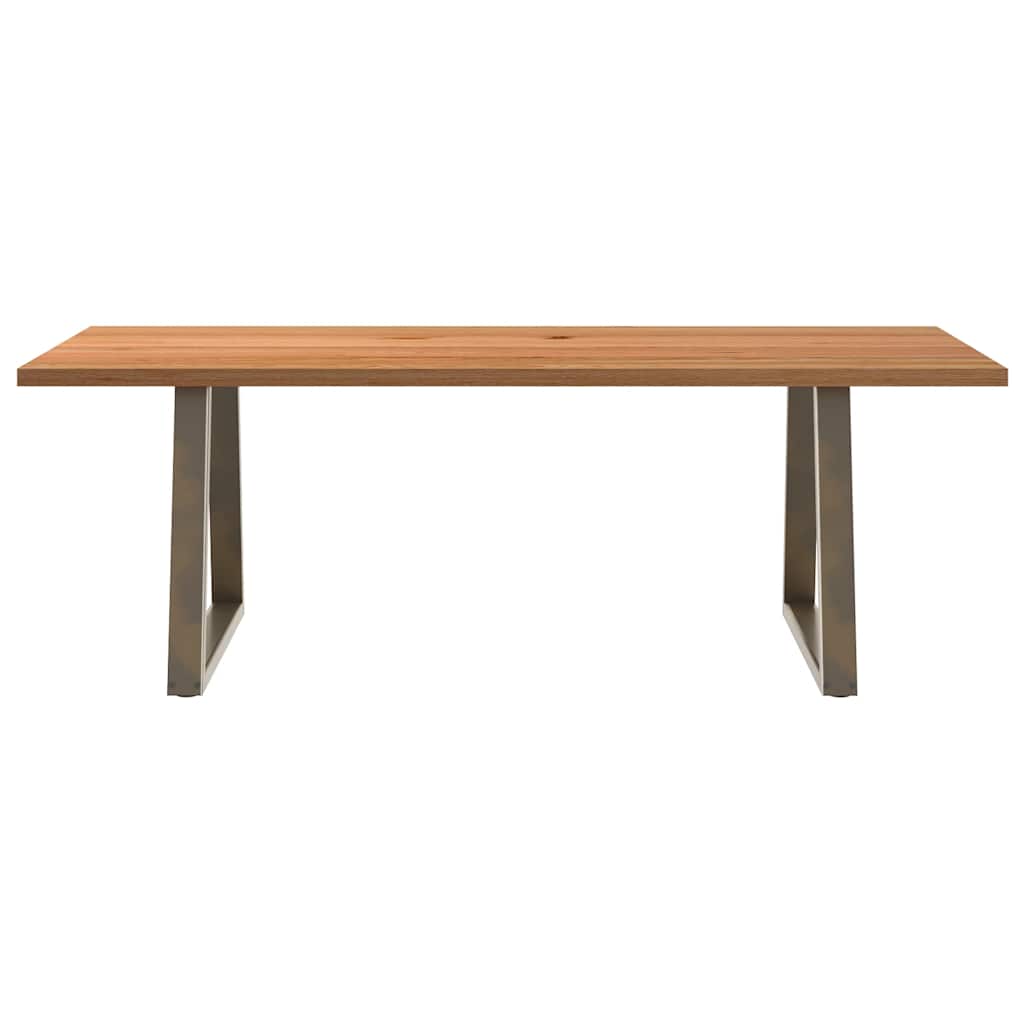 vidaXL Eettafel rechthoekig 220x90x74 cm massief eikenhout lichtbruin afbeelding
