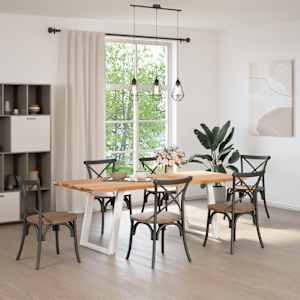 vidaXL Table &agrave; manger marron clair bois de ch&ecirc;ne massif rectangulaire