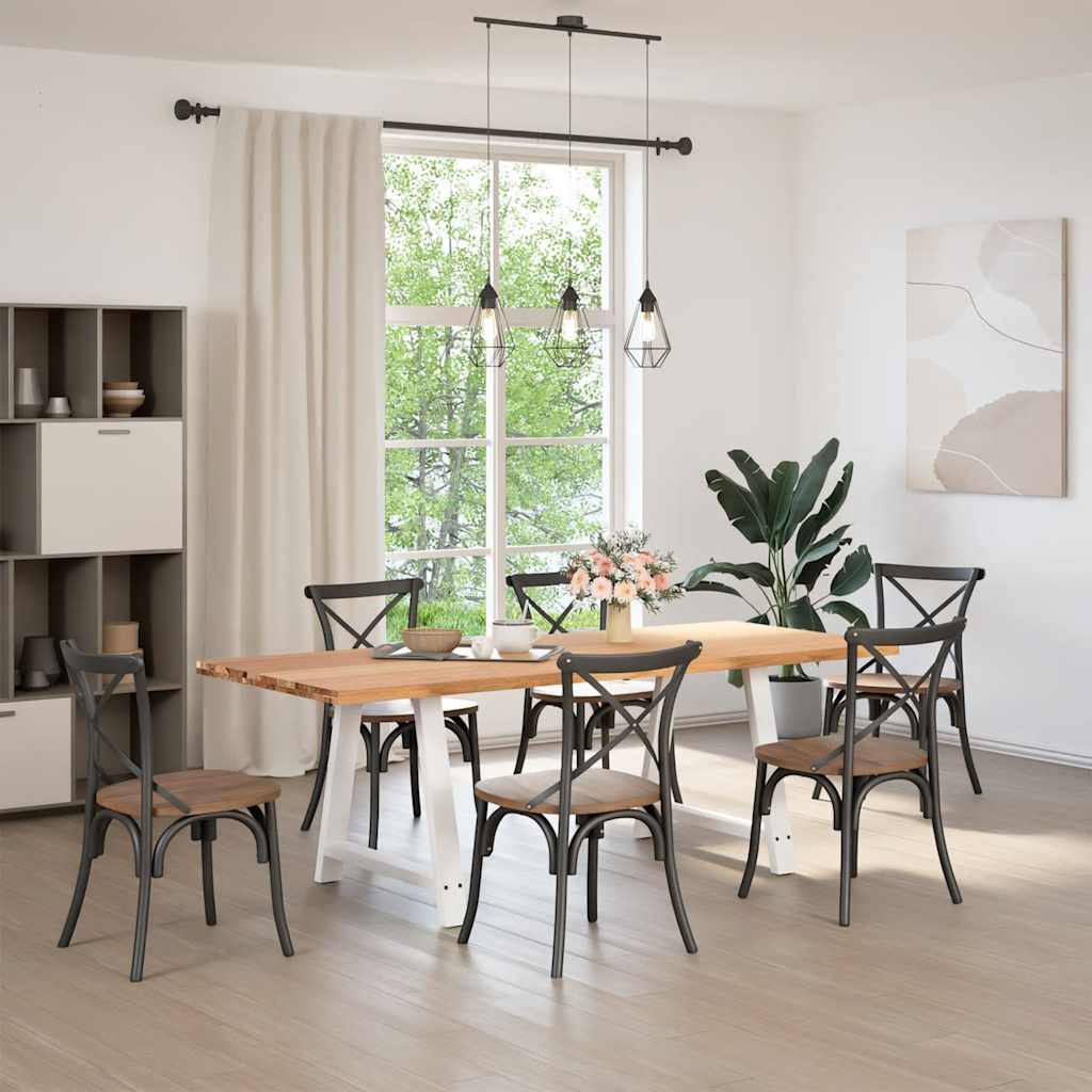 vidaXL Eettafel rechthoekig 220x90x74 cm massief eikenhout lichtbruin afbeelding