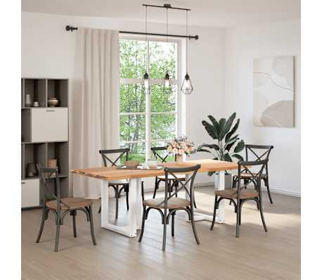 vidaXL Table &agrave; manger marron clair bois de ch&ecirc;ne massif rectangulaire